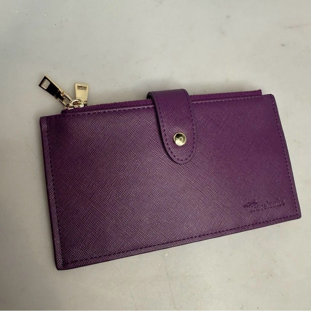 Purple Long Zip Wallet with Card Slots - Picture 2 of 7